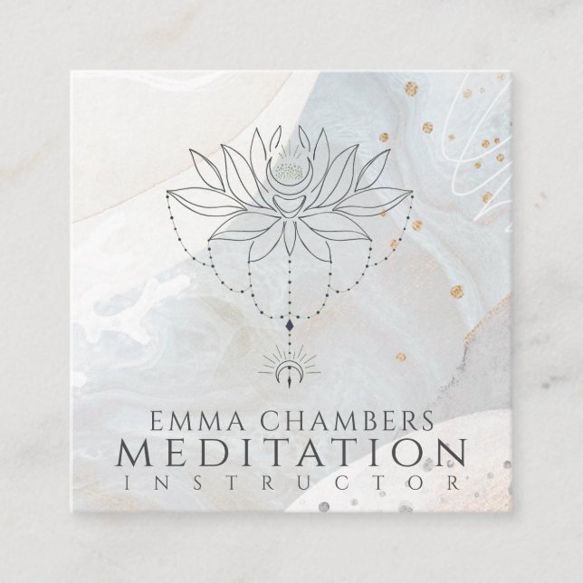 Lotus Flower Meditation Teacher  Square Business Card (Front)