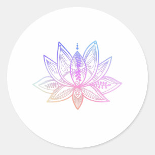 Lotus Flower Meditation Yoga Gradient yellow blue Classic Round Sticker