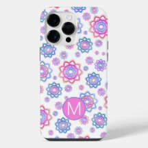 Lotus Flower Monogram Colourful Pink Pastel Green
