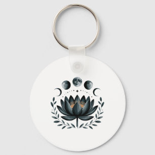 Lotus Flower Moon Phases Zen Yoga Lover Spiritual Key Ring