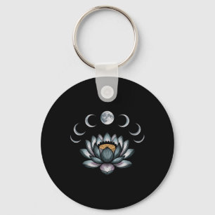 Lotus Flower Moon Phases Zen Yoga Lover Spiritual Key Ring