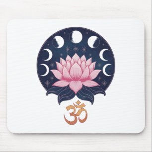 Lotus Flower Moon Phases Zen Yoga Lover Spiritual Mouse Mat