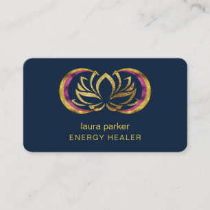 Lotus Flower Mystic Moon Crescent Reiki Healer Business Card