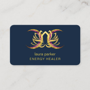 Lotus Flower Mystic Moon Crescent Reiki Healer Business Card