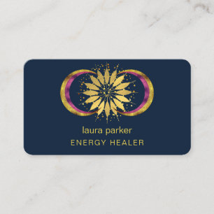 Lotus Flower Mystic Moon Crescent Reiki Healer Business Card