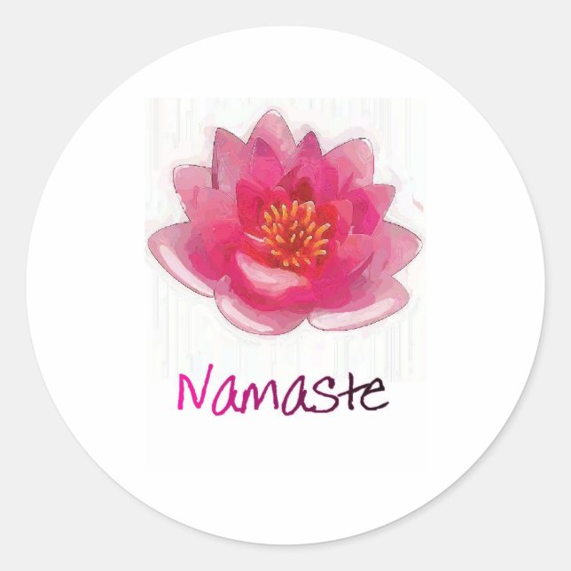 Lotus Flower "Namaste" Yoga Gifts Classic Round Sticker (Front)