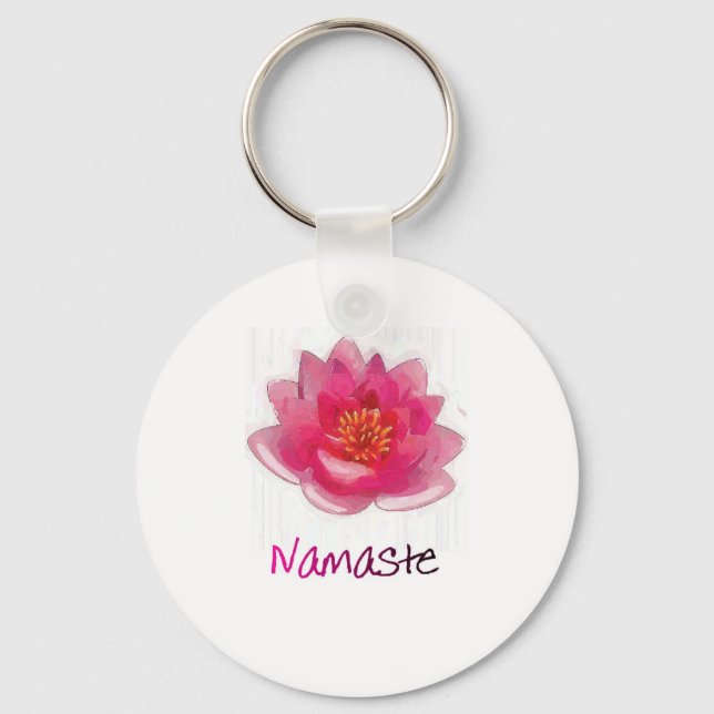 Lotus Flower "Namaste" Yoga Gifts Key Ring (Front)
