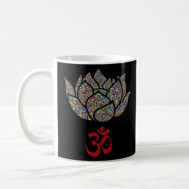 Lotus Flower Ohm Om Symbol Yoga And Meditation Des Coffee Mug (Left)