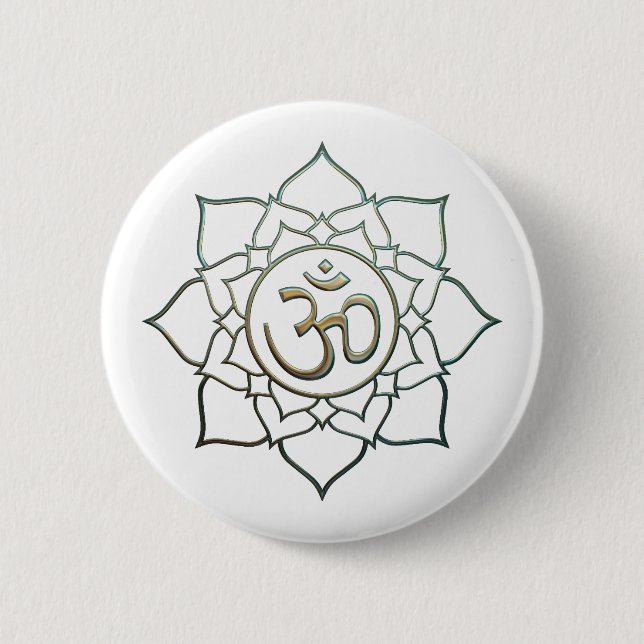 Lotus Flower Om 6 Cm Round Badge (Front)