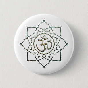 Lotus Flower Om 6 Cm Round Badge