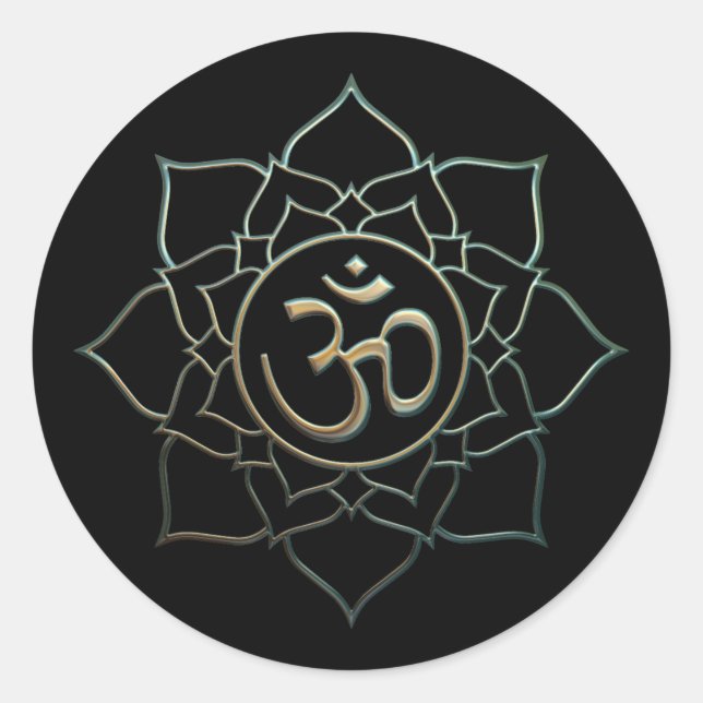 Lotus Flower Om Classic Round Sticker (Front)