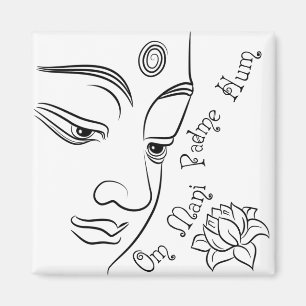 Lotus flower Om Mani Padme Hum Black Magnet