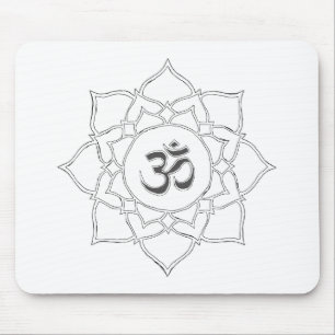 Lotus Flower Om Symbol Drawing Mouse Mat