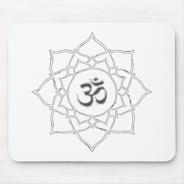 Lotus Flower Om Symbol Drawing Mouse Mat (Front)