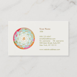 Lotus Flower OM Symbol Yoga Meditation Teacher Business Card