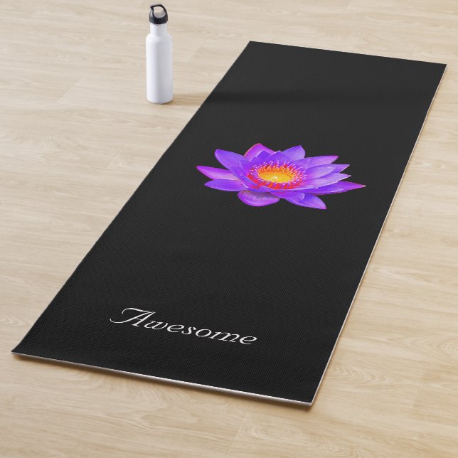 Lotus Flower on Black Yoga Mat (In Situ)