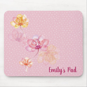 Lotus Flower on Dots Mouse Mat