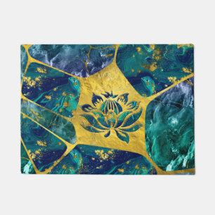 Lotus Flower on Gemstone Crystal Voronoi diagram Doormat