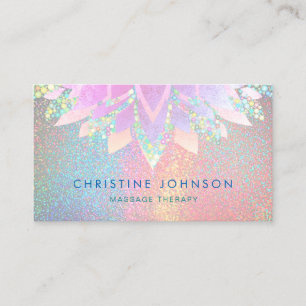 lotus flower on pastel colours glitter business card