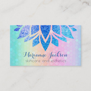 lotus flower on rainbow pattern skincare business card