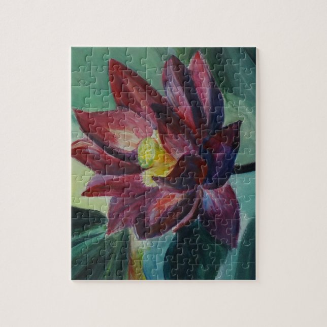 Lotus Flower Painting  Photo Puzzle with Gift Box (Vertical)