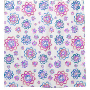 Lotus Flower Pattern Colourful Pink Pastel Green Shower Curtain