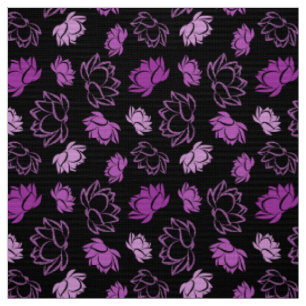 Lotus Flower Pattern in Purple Colour Fabric