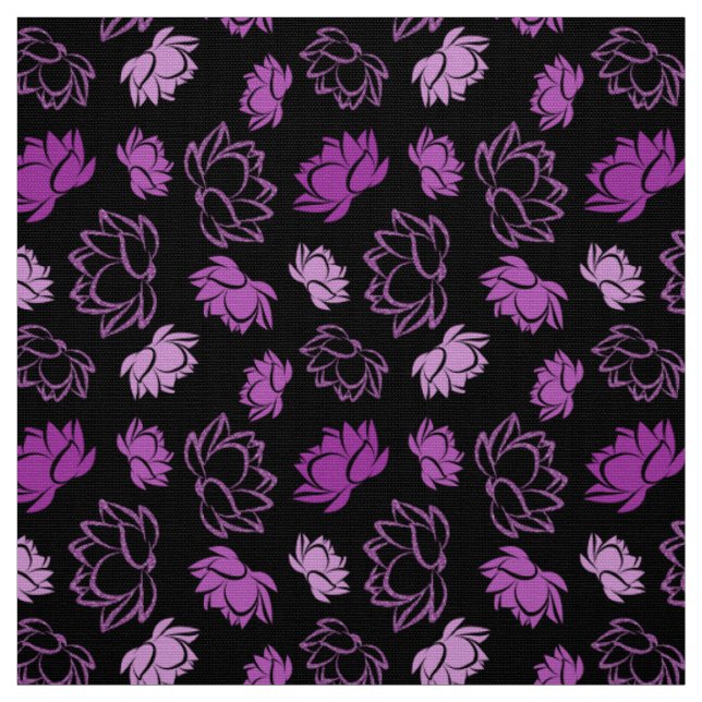 Lotus Flower Pattern in Purple Colour Fabric (Swatch)