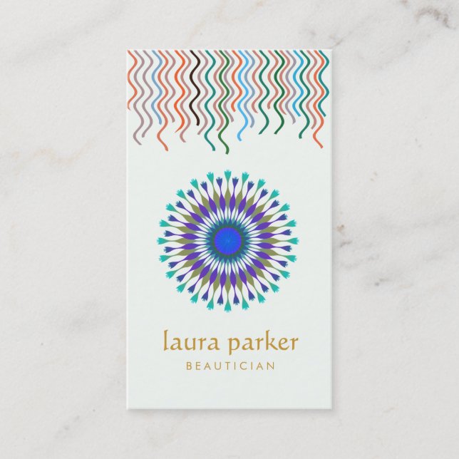 Lotus Flower Peacock Logo Healing  Yoga Holistic Business Card (Front)