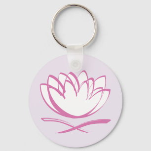 Lotus Flower Pink and White - Wellness Theme Key Ring