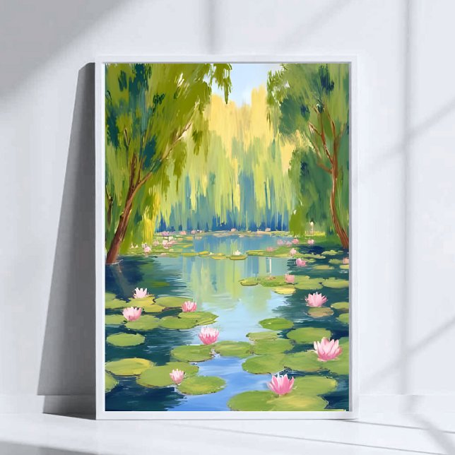 Lotus Flower Pond | Green Watercolor Nature Poster (Creator Uploaded)