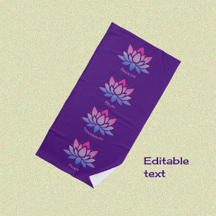 Lotus flower purple tranquillity beach towel