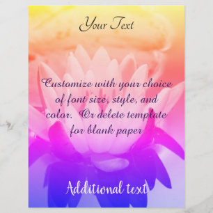 Lotus Flower Rainbow Colours Custom Letterhead