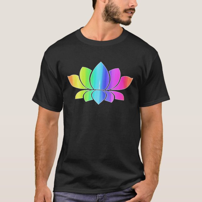 Lotus Flower Rainbow Yoga Namaste Meditation Women T-Shirt (Front)
