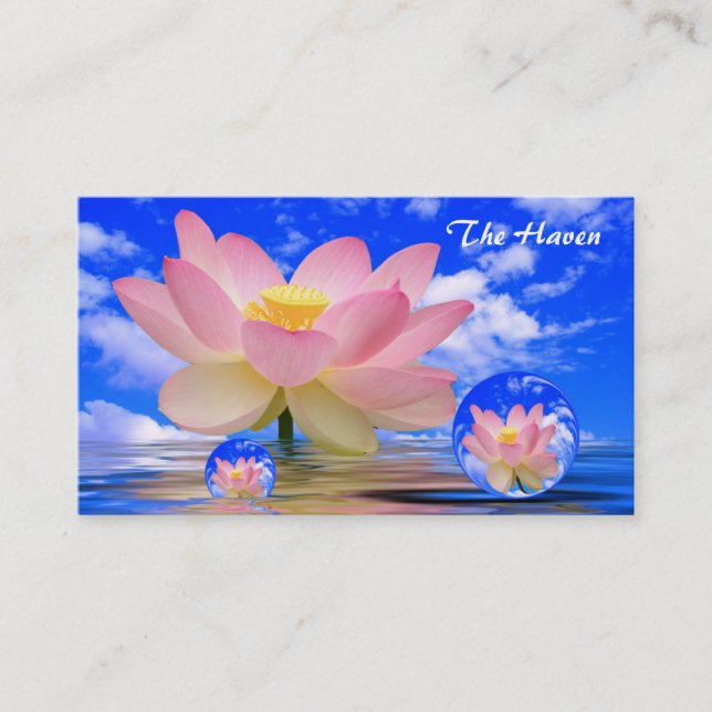 Lotus Flower Reflections & Bubbles of Peace Business Card (Front)