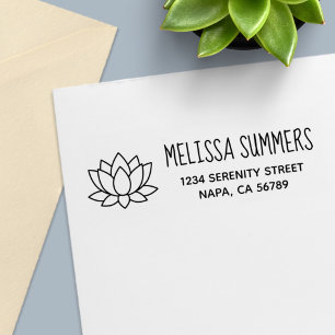 Lotus Flower Return Address Self-inking Stamp