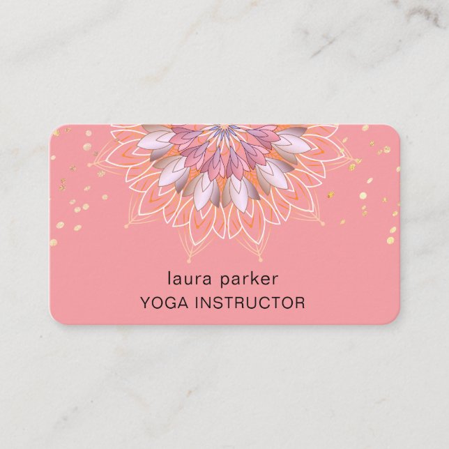  Lotus Flower Rose Gold Elegant Yoga Meditation Business Card (Front)