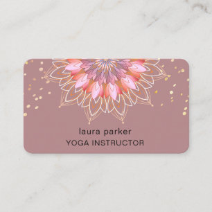 Lotus Flower Rose Gold Elegant Yoga Meditation Business Card