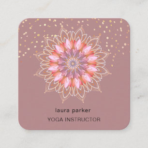 Lotus Flower Rose Gold Elegant Yoga Meditation Square Business Card