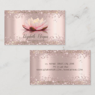 Lotus Flower Rose Gold Glitter Dust Yoga Business Card