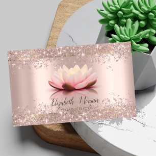 Lotus Flower Rose Gold Glitter Dust Yoga  Business Card