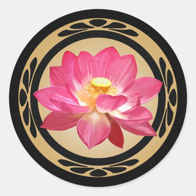 Lotus Flower Round Sticker (Front)