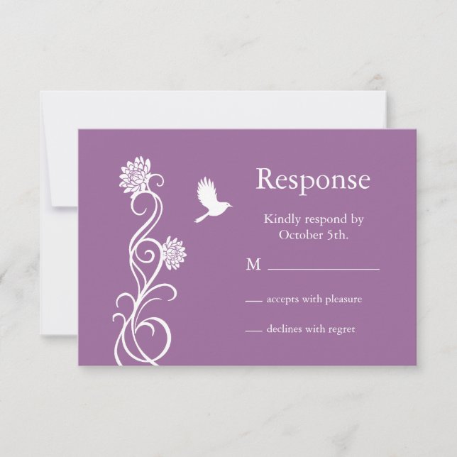 Lotus Flower RSVP (dark purple) Card (Front)