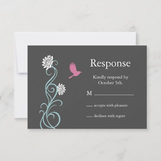 Lotus Flower RSVP (grey) Card (Front)