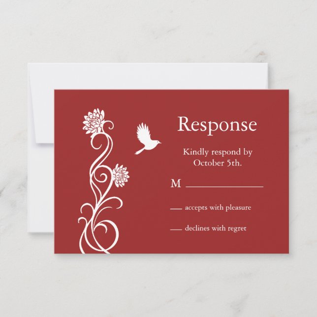 Lotus Flower RSVP (red) Card (Front)
