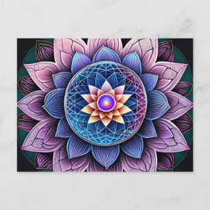 Lotus Flower Sacred Geometry Throat Chakra Reiki Postcard