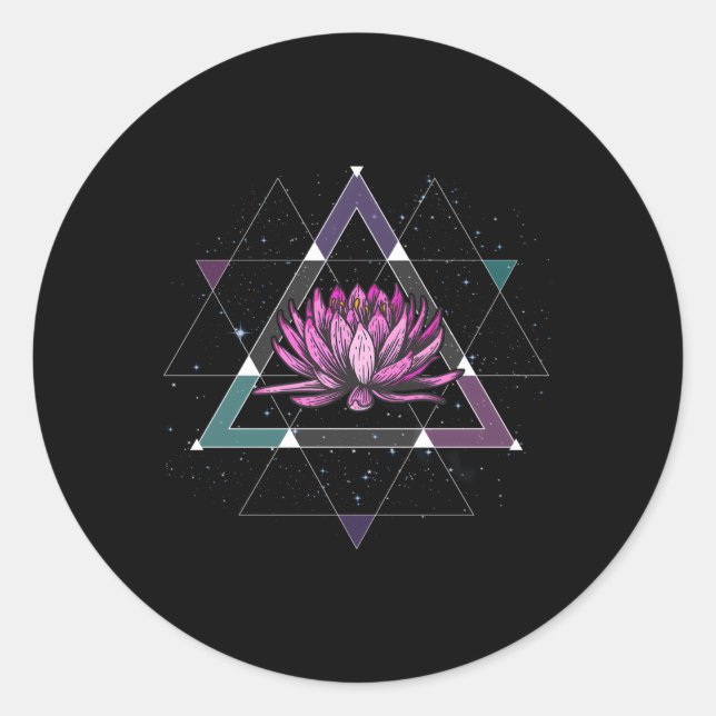 Lotus Flower Sacred Geometry Yoga Meditation Spiri Classic Round Sticker (Front)