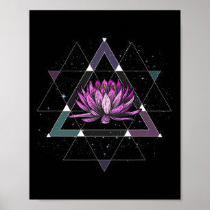 Lotus Flower Sacred Geometry Yoga Meditation Spiri Poster