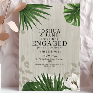 Lotus Flower Safari Leopard Print Engagement  Invitation