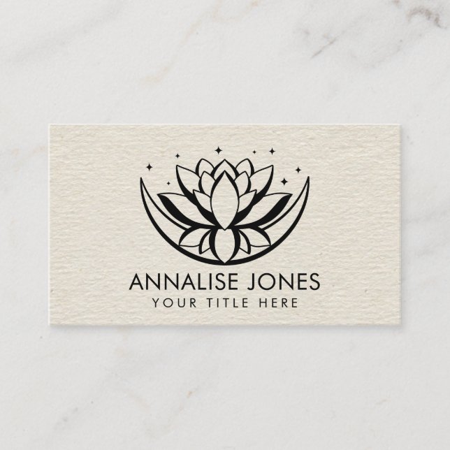 Lotus flower shape and moon on Canvas Business Card (Front)